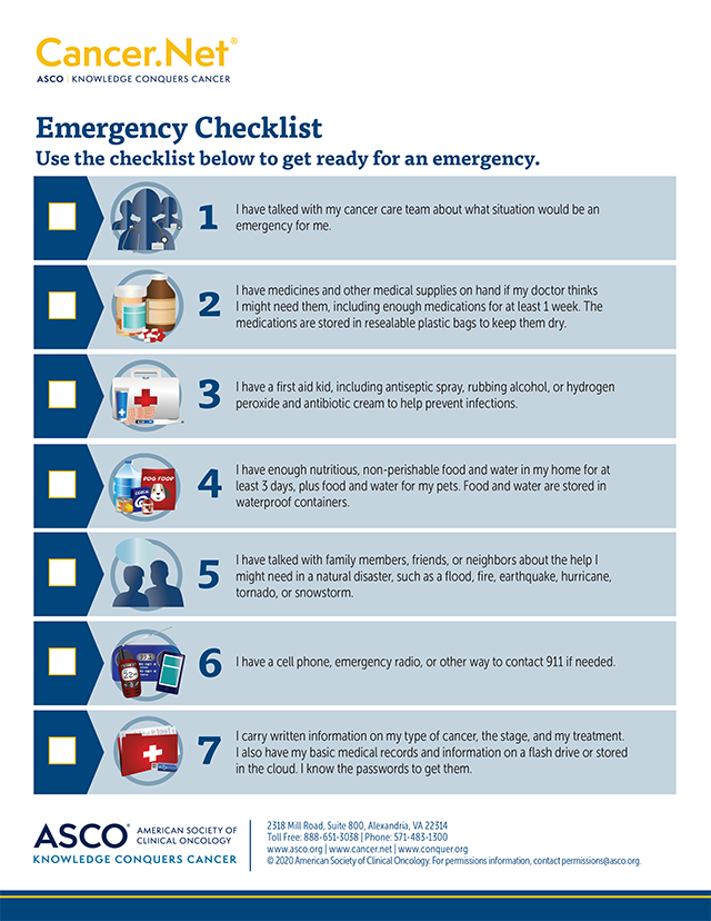 Cancer.Net Emergency Checklist