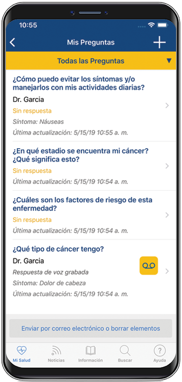Cancer.Net Mobile: Mis preguntas